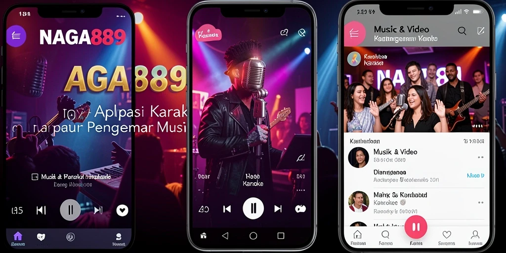Antarmuka NAGA889 menampilkan pilihan lagu karaoke yang beragam.