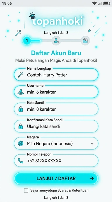 Tampilan halaman daftar topanhoki